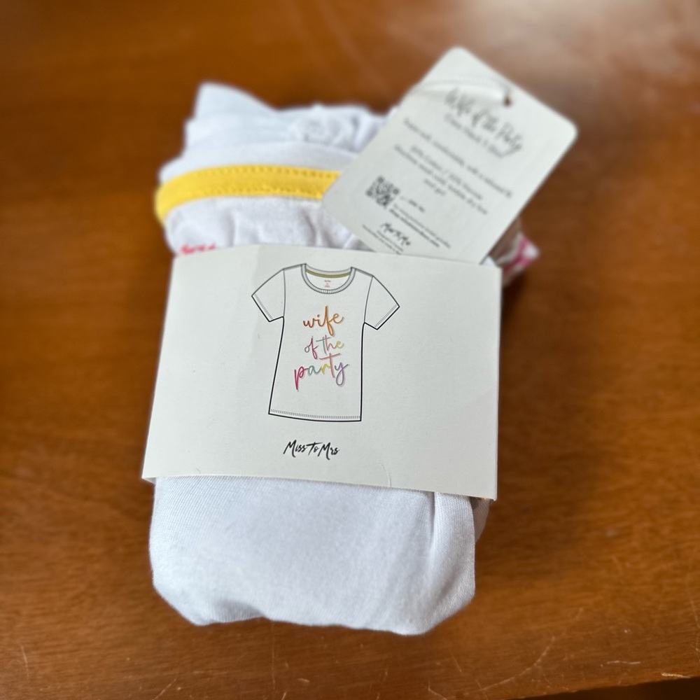 White Tee with Colorful 'Wife of the Party' Text